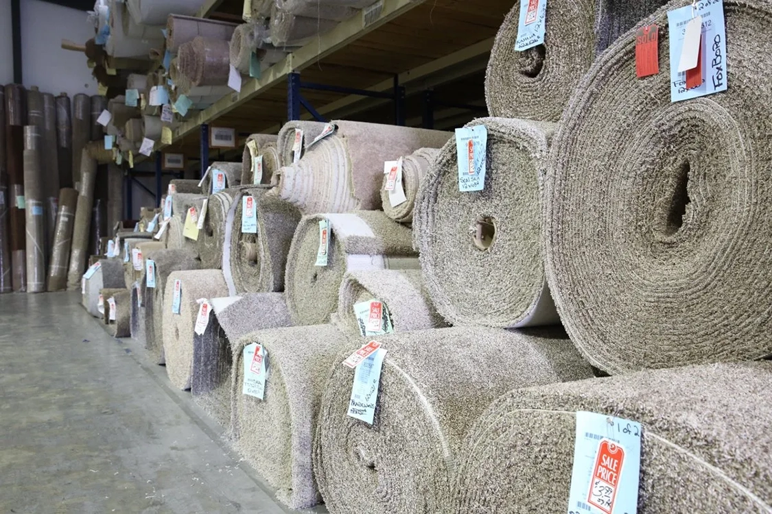 Large Rolls of Carpet at Hanford Flooring Outlet Warehouse