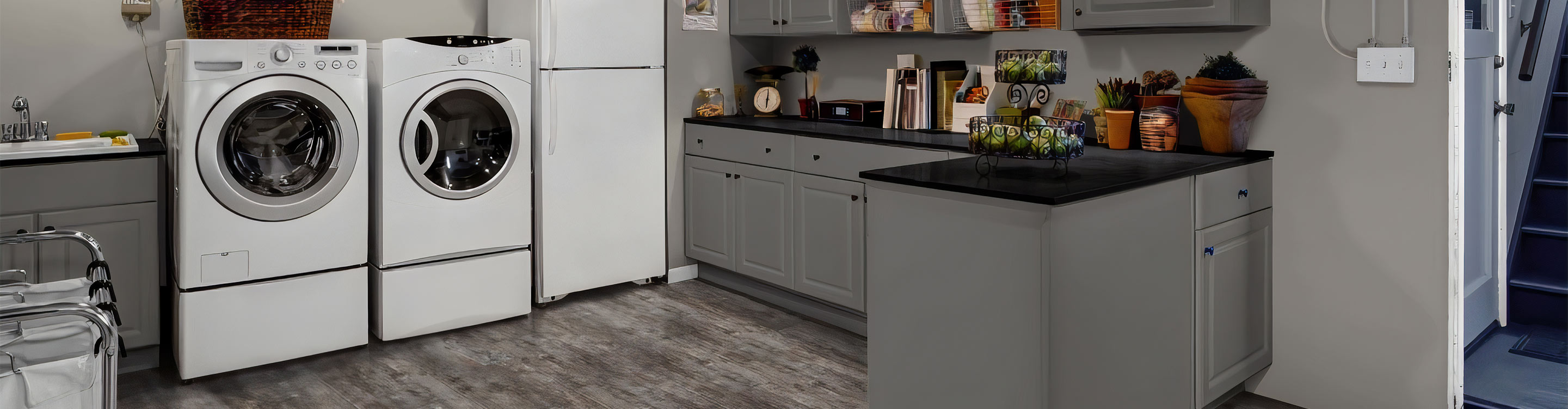 luxury vinyl flooring in laundry room