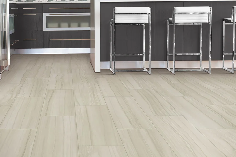 Ivory colored tile that looks like wood planks