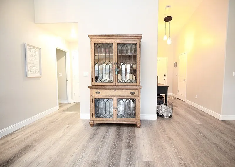 Walkways with wood-look flooring