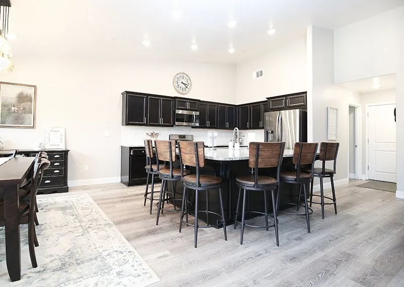 Kitchen with waterproof flooring