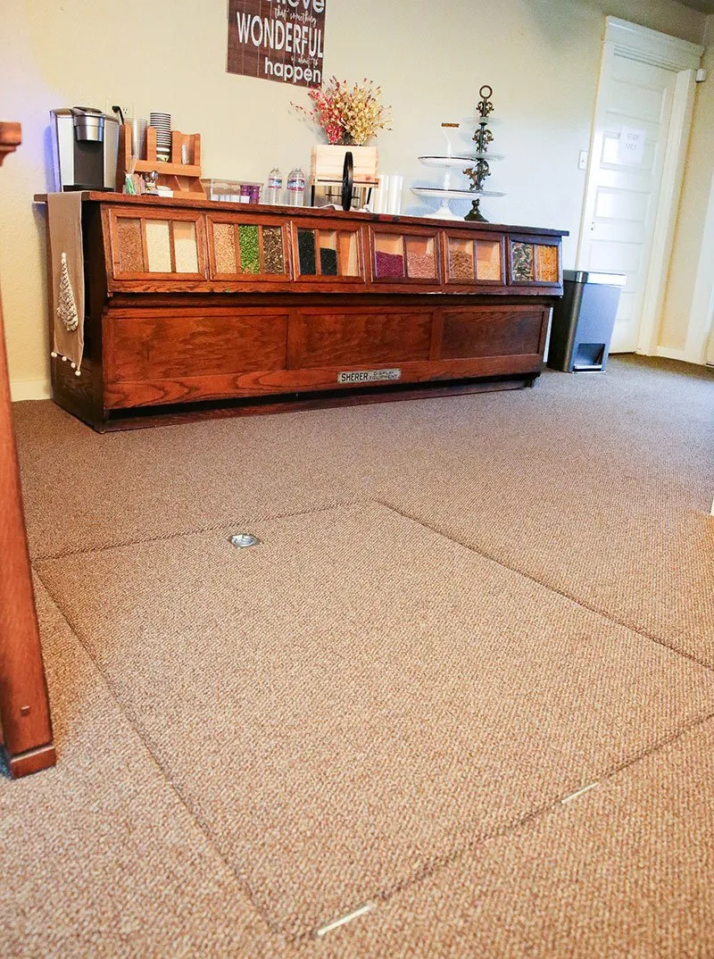 Party prep room with commercial carpet, Exeter, CA