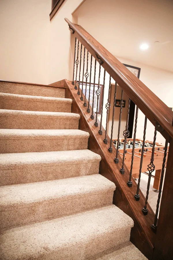 Stairway with plush Karastan carpet by Shaw