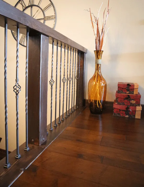 Landing with engineered hardwood flooring