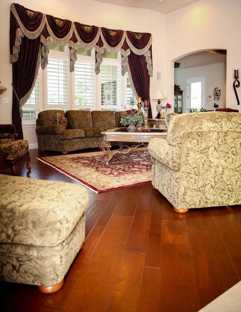 Elegant living room with hardwood flooring