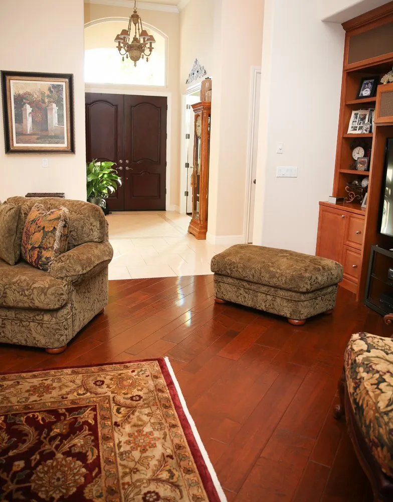 Hardwood flooring with area rug, Clovis, CA