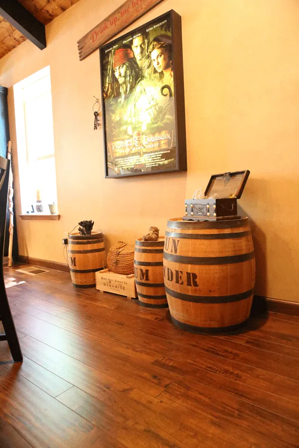 Barrels against a wall