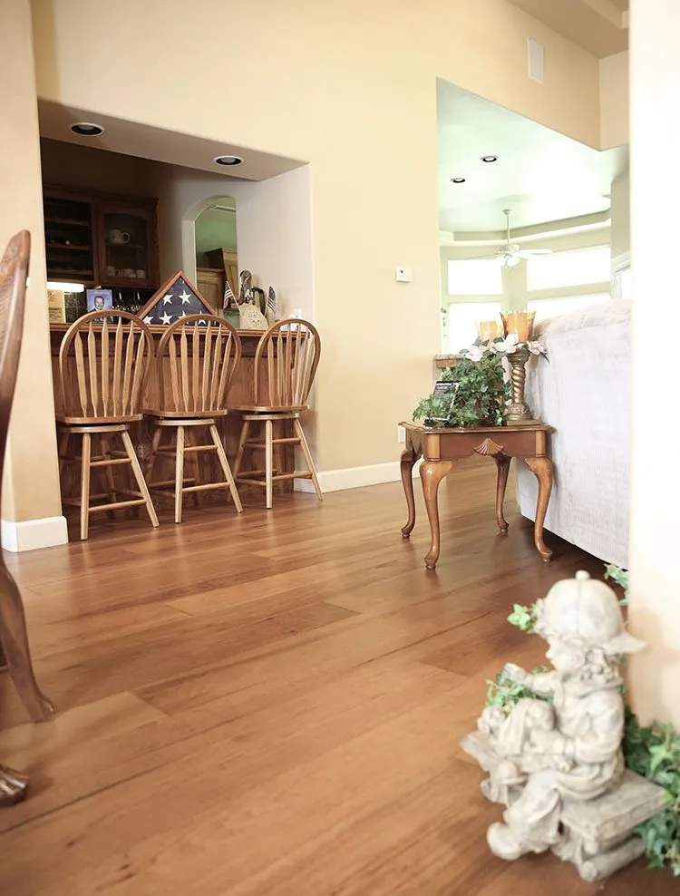 Transition between living room and kitchen with hardwood floors, Clovis, CA