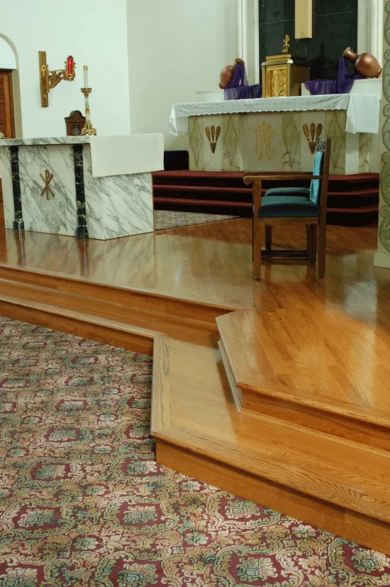 Wood Flooring on Steps for Church, Hanford, CA
