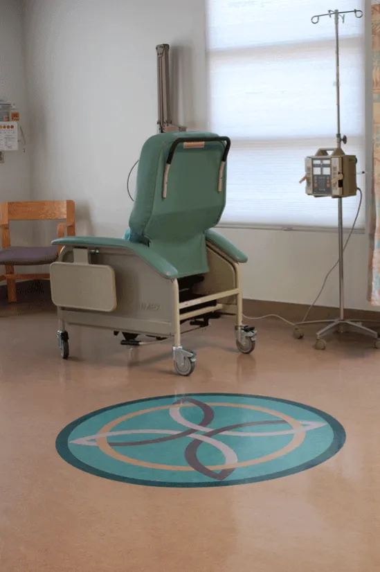 Cancer treatment chair with new vinyl flooring, Porterville, CA