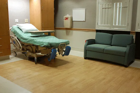 Patient room with new vinyl plank flooring, Bakersfield, CA