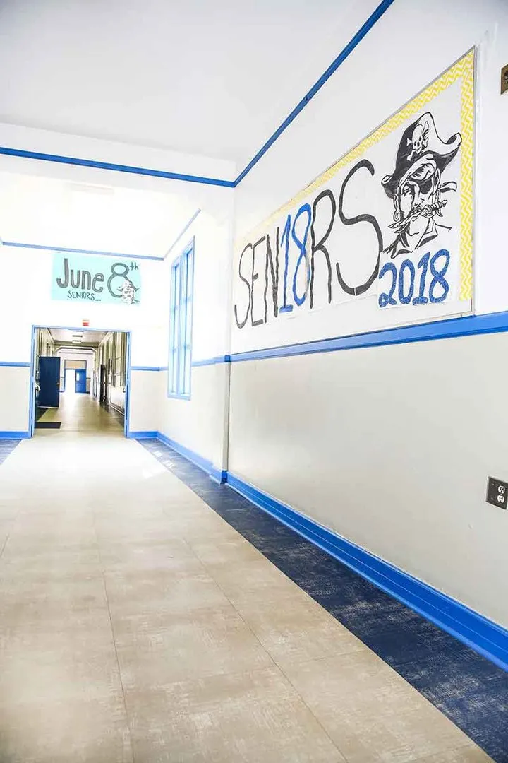 New commercial flooring in school hallway, Avenal, CA