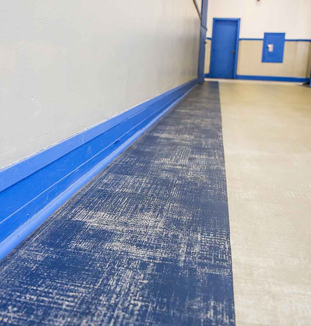 Faded blue jeans vinyl flooring, Avenal, CA