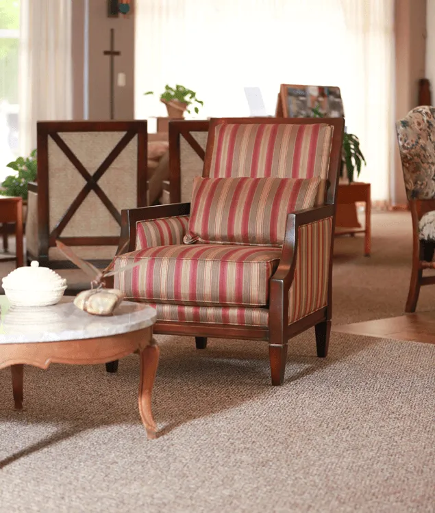 Traditional striped chair on new flooring in Three Rivers, CA