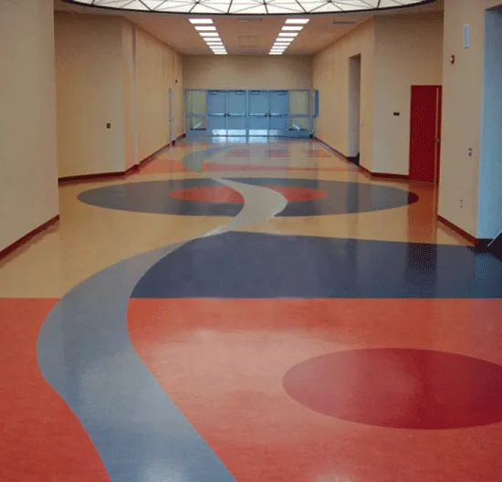 Wide hall with complex pattern on vinyl flooring, Porterville, CA